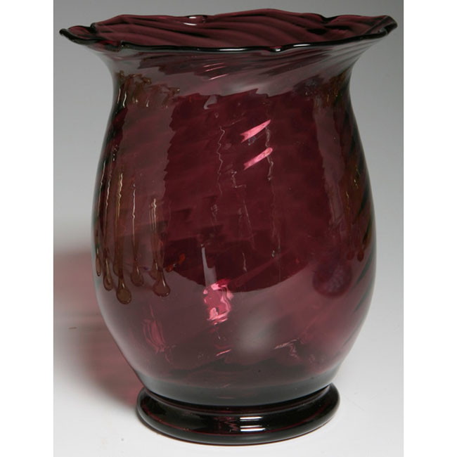 Appraisal: Steuben vase twisting shape with a ruffled rim in amethyst