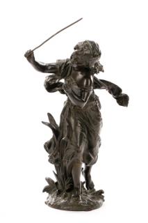 Appraisal: Little Girl Fishing Bronze th Century th century Little Girl