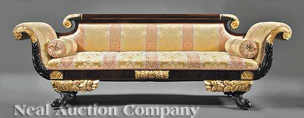 Appraisal: An American Classical Carved and Gilded Sofa c New York