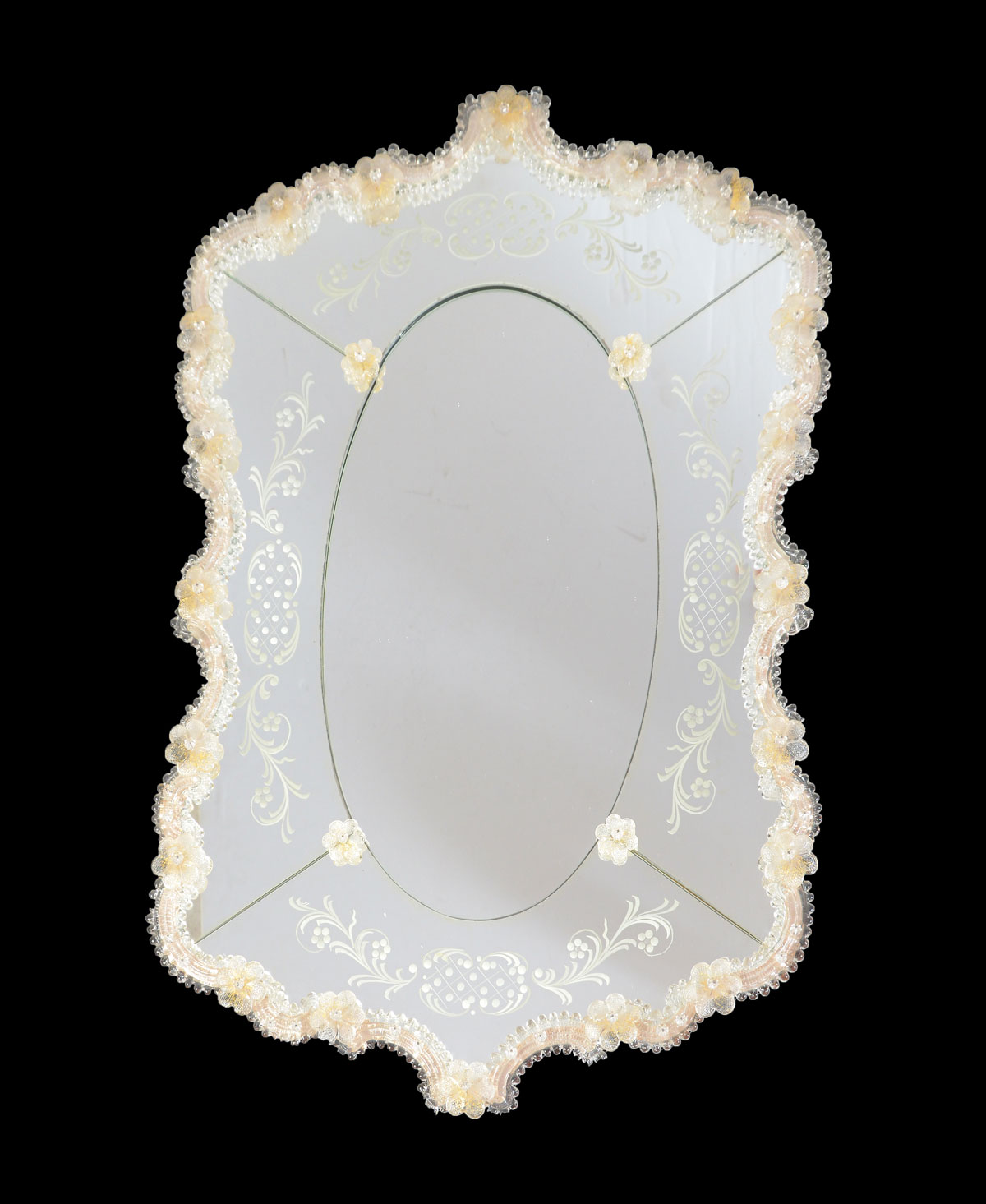 Appraisal: CLEAR VENETIAN MURANO GLASS MIRROR Antique Venetian Murano mirror with