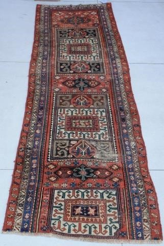 Appraisal: SEMI-ANTIQUE KAZAK RUNNER X LOSS TOBOTH ENDS SHOWS SEVERAL AREAS