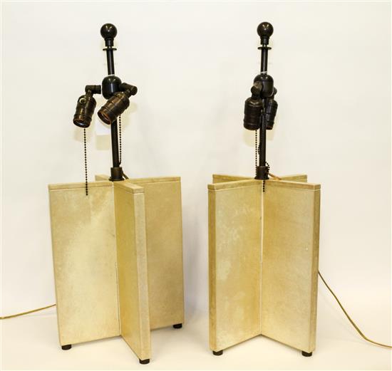 Appraisal: Sale Lot A Pair of Goatskin Veneered Table Lamps second