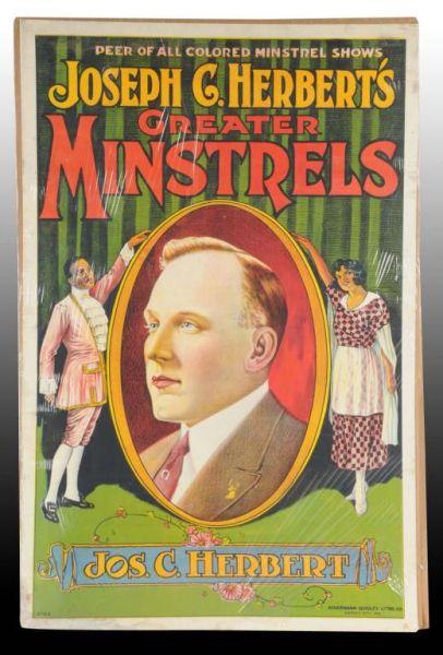 Appraisal: Herbert's Greater Minstrels Paper Litho Poster Description Circa Dry mounted