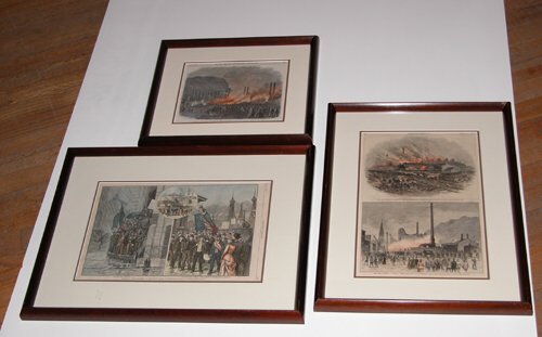 Appraisal: Three Labor Protests circa Hand-color wood engraving on Paper TH