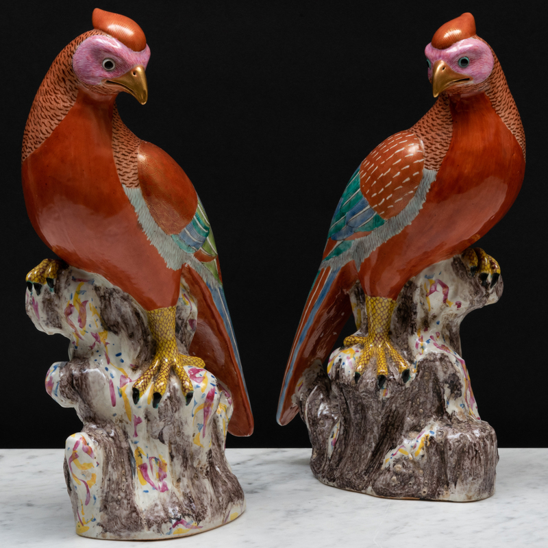 Appraisal: Pair of Chinese Export Famille Rose Porcelain Pheasants Unmarked x