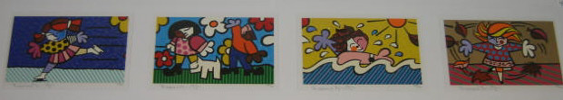 Appraisal: ROMERO BRITTO BRAZILIAN B SEASONS OF MIRACLES four silkscreen prints