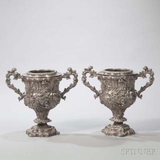 Appraisal: Pair of Victorian Silver-plate Wine Coolers Sheffield third quarter th