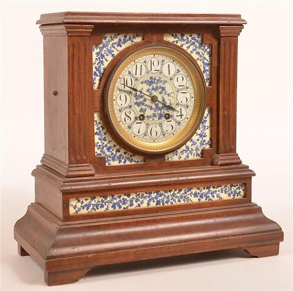 Appraisal: Unsigned Antique Shelf Clock Unsigned Antique Shelf Clock Faux grain