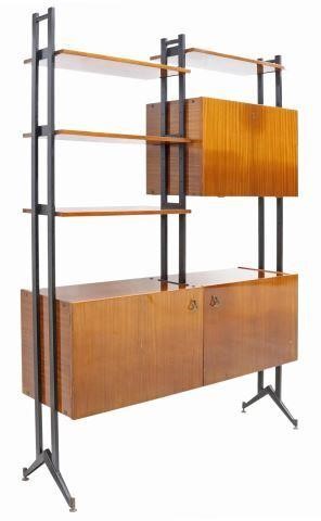 Appraisal: Italian mid-century modern teak modular wall unit c s having