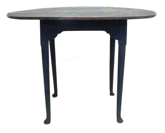 Appraisal: Queen Anne tavern table blue green paint two-board oval top