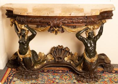 Appraisal: An th Century Italian style console table the marble top