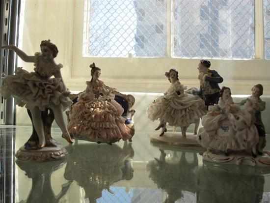 Appraisal: FOUR ASSORTED GERMAN PORCELAIN LACE GROUPS LOSSES