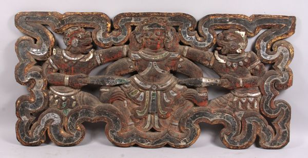 Appraisal: Antique Tibetan wood carving x Property of the late Robert