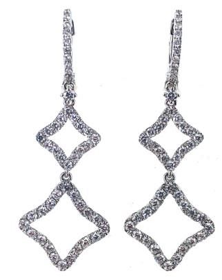 Appraisal: Diamond Quatrefoil Drop Dangle Earrings Diamond Quatrefoil Drop Dangle Earrings