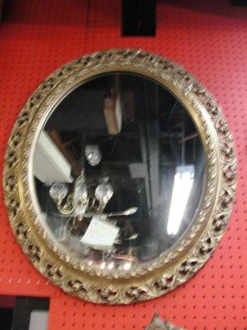 Appraisal: Gilt Oval Mirror From a Bronxville home Dimensions wide x