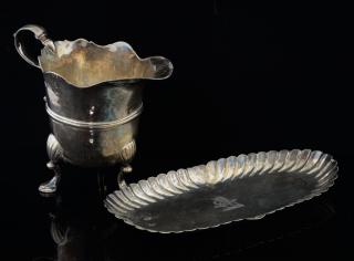 Appraisal: th century Irish silver oval snuffer tray with lobed rim