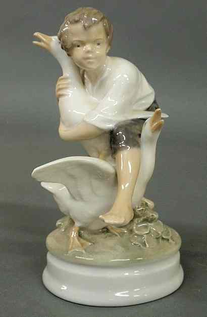 Appraisal: Royal Copenhagen figural group of a boy with white ducks