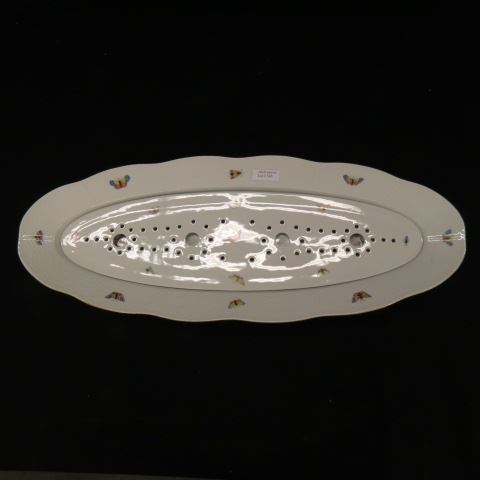 Appraisal: Herend Porcelain Rothschild Fish Platter strainer birds butterflies floral x