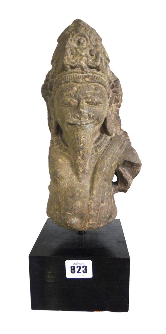 Appraisal: A stone head of a sage Central India circa th