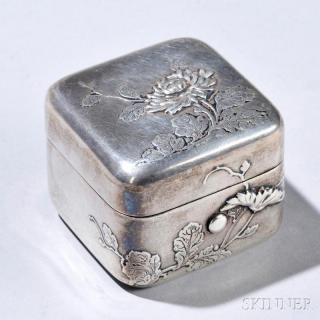 Appraisal: Whiting Sterling Silver Japanesque Inkwell New York c square with