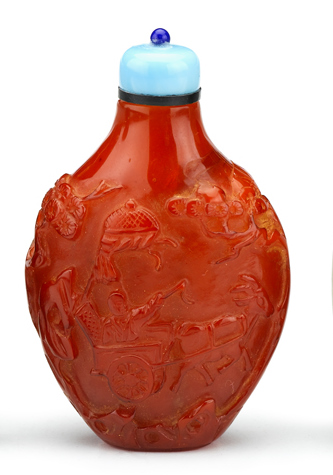 Appraisal: Chinese carved amber snuff bottle th century