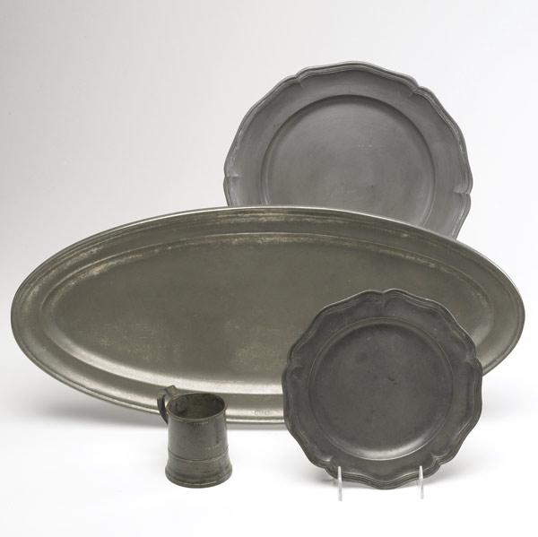 Appraisal: PEWTER Four pieces comprised of large hallmarked oval platter two