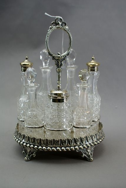 Appraisal: A silver plate cruet set by James Dixon Sons circa