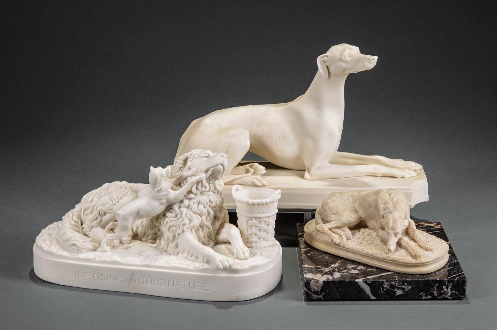 Appraisal: Two English Parian Figures of Dogs h in to in