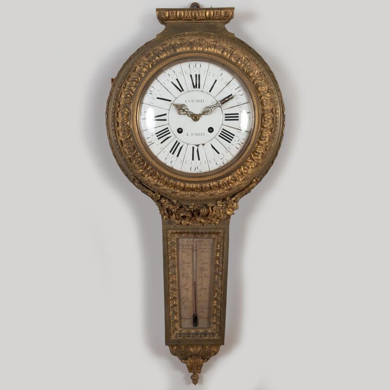 Appraisal: Napoleon III Gilt-Bronze Clock with Barometer Signed Colard Paris x