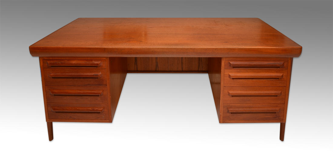 Appraisal: DANISH MODERN TEAK DESK Slide out writing surface over drawers