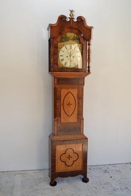 Appraisal: A FINE TH CENTURY OAK AND WALNUT INLAID LONGCASE CLOCK