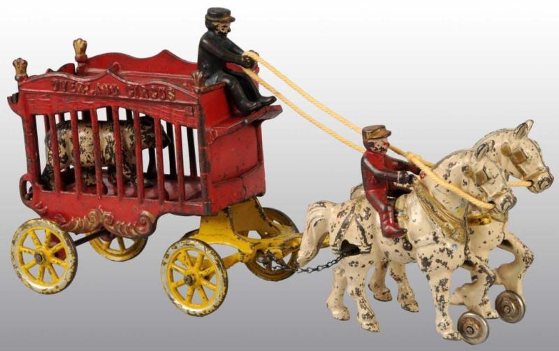 Appraisal: Cast Iron -Horse Overland Circus Cage Wagon Toy Description Includes