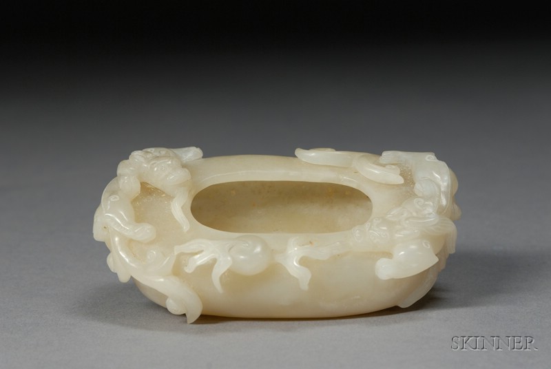 Appraisal: Jade Water Coupe China th century stone of a yellow-white