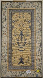 Appraisal: Two Oriental silk panels including one embroidered blossoming tree and