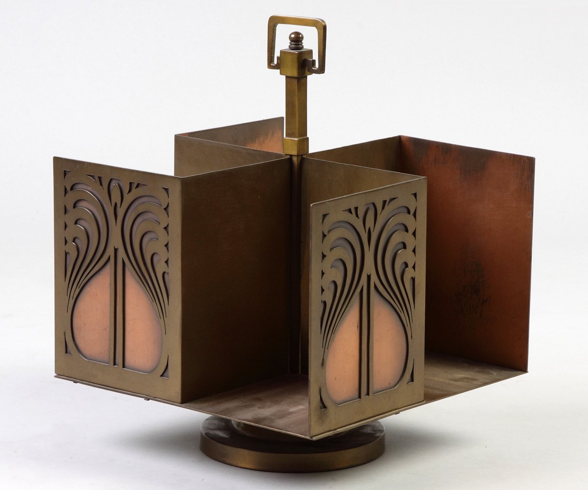 Appraisal: Arts Crafts Patinaed Metal Revolving Book holder