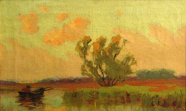 Appraisal: Lee Fritz Randolph American - A boat on the river