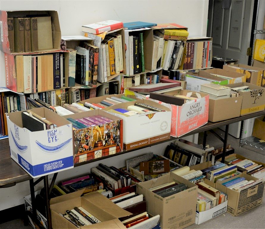 Appraisal: On top and below table of books approx boxes On