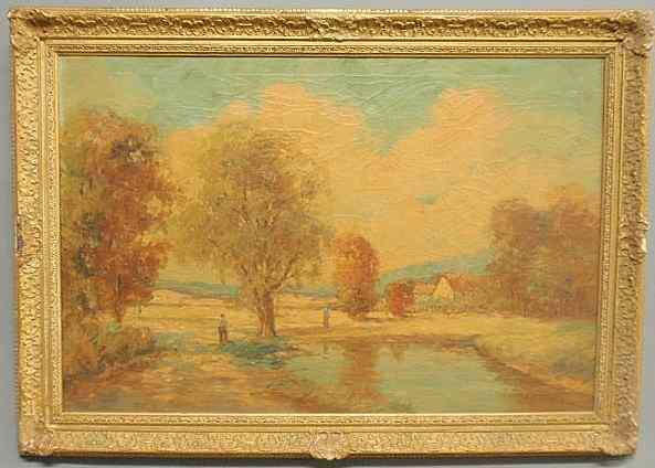 Appraisal: Oil on canvas painting of a fall landscape signed l