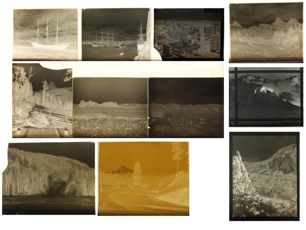 Appraisal: ELEVEN GLASS PHOTOGRAPHIC NEGATIVES landscapes and Willamette River scenes early