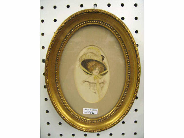 Appraisal: Victorian Miniature Watercolor of a Victorian Maiden oval signed