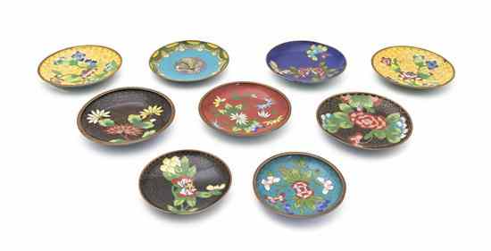 Appraisal: A Group of Eighteen Chinese Cloisonne Ash Receivers each with