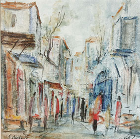 Appraisal: Zvi Raphaeli ISRAELI Street scene in Jerusalem impasto oil on