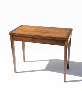 Appraisal: Federal Flip top card table on tapered legs with inlaid