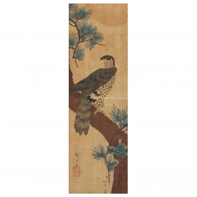 Appraisal: UTAGAWA HIROSHIGE JAPANESE - FALCON PINE AND SUN C ink