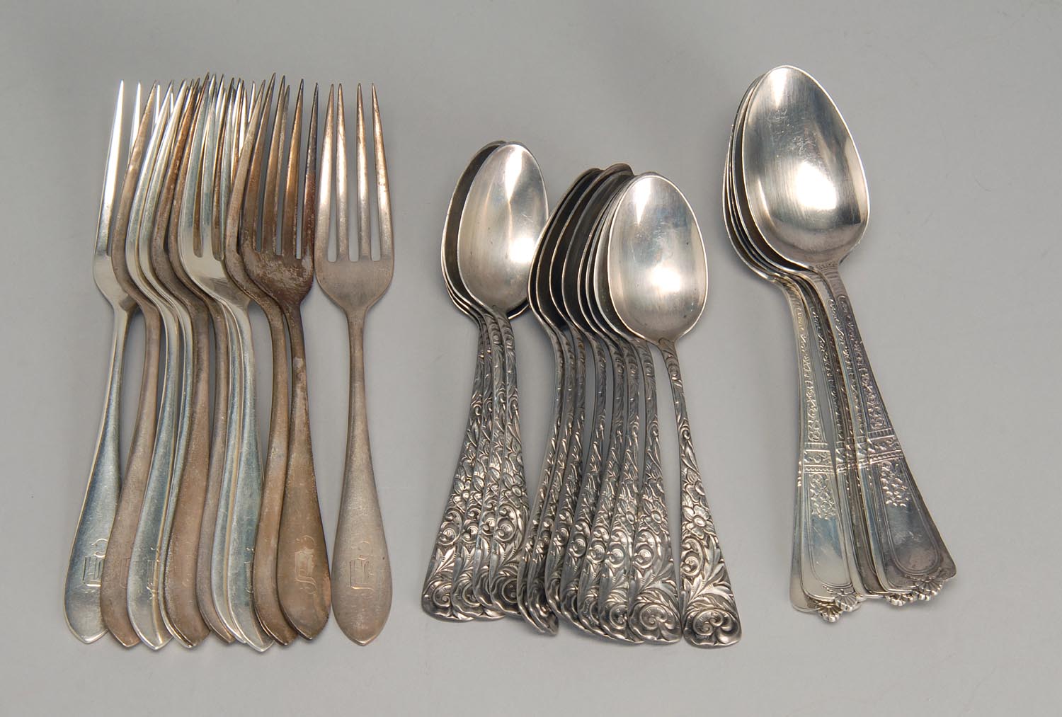 Appraisal: TWENTY-NINE PIECES OF STERLING SILVER FLATWARE Includes eleven dinner forks