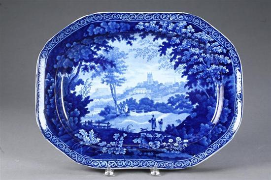 Appraisal: STAFFORDSHIRE PLATTER England ca - transferware Dark blue scene of