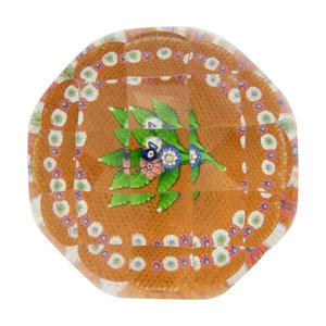 Appraisal: A Saint Louis Millefiori Nosegay and Garland Faceted Glass Paperweight