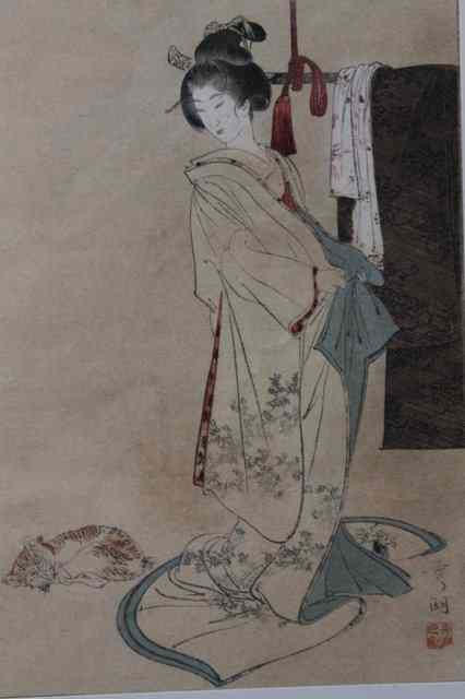 Appraisal: SHUKO EARLY TH CENTURY 'Lady wearing kimono' with inscription and