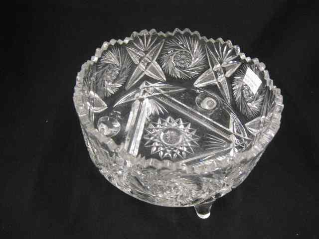 Appraisal: Cut Glass Footed Bowl pinwheel cross-hatching fan '' brilliant period