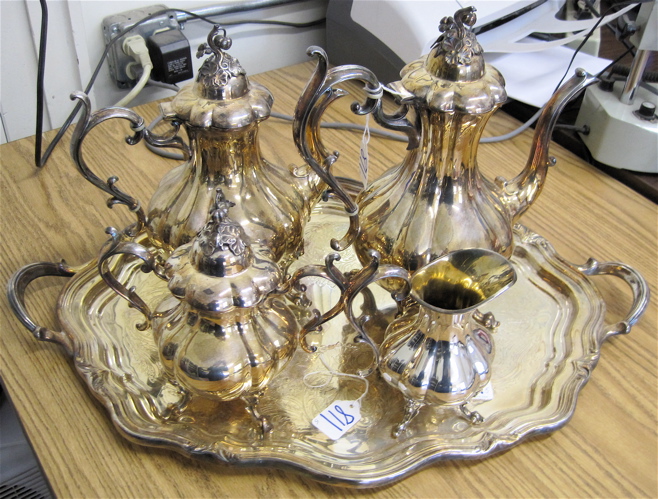 Appraisal: REED BARTON SILVER PLATE TEA COFFEE SERVICE pieces in the